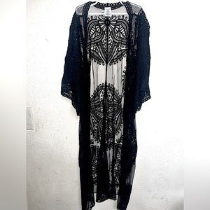 Forgotten Grace Black Boho Lace Crochet Cover Up